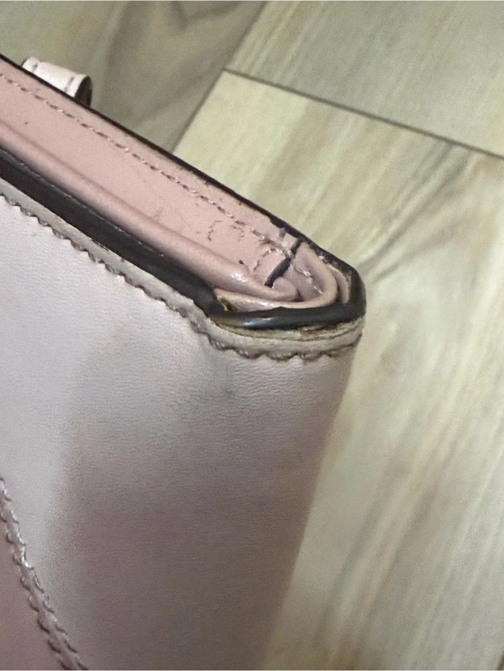 Michael Kors Pink & Cream Colorblock Leather Wristlet